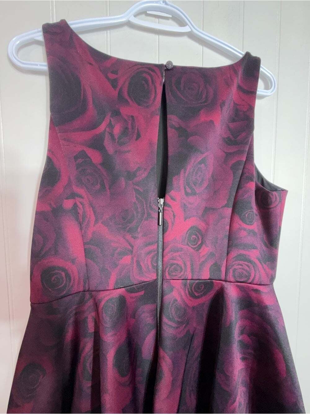Elle by RW&CO Burgundy Rose Fit & Flare Dress – Size 10 - Picture 7 of 8